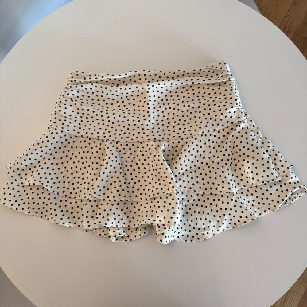 Zara Black & White Polka Dot Ruffle Skort